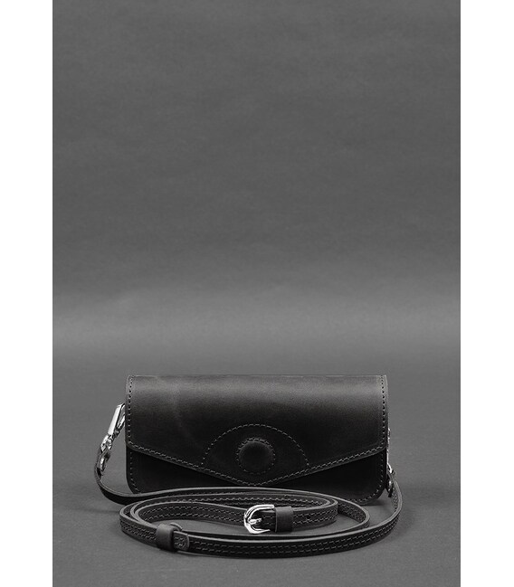 Шкіряна сумка-футляр для окулярів (міні-сумка) чорний Crazy Horse картинка, зображення, фото