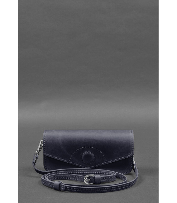 Кожаная сумка-футляр для очков (мини-сумка) синий Crazy Horse фото, картинка, изображение