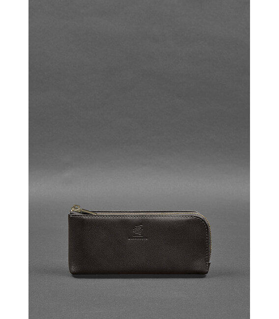 Шкіряне портмоне-купюрник на блискавці 14.0 темно-коричневе картинка, зображення, фото