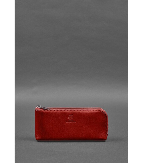 Кожаное портмоне-купюрник на молнии 14.0 красный фото, картинка, изображение