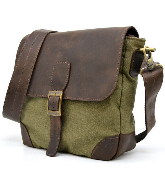 Мессенджер через плече мікс шкіри і тканини канваc RHc-1309-4lx TARWA фото, картинка, изображение