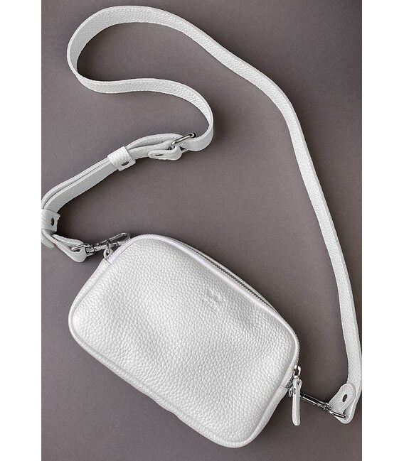 Шкіряна сумка поясна / кроссбоді Holly біла флотар картинка, зображення, фото