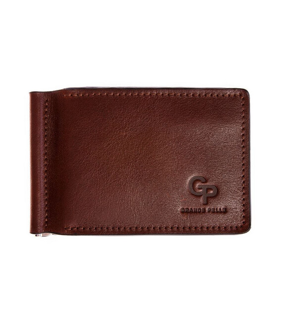 Затиск з монетницьою, коньяк Grande Pelle 125623 фото, картинка, изображение