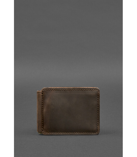 Шкіряне портмоне 13.0 затискач темно-коричневе Crazy Horse картинка, зображення, фото