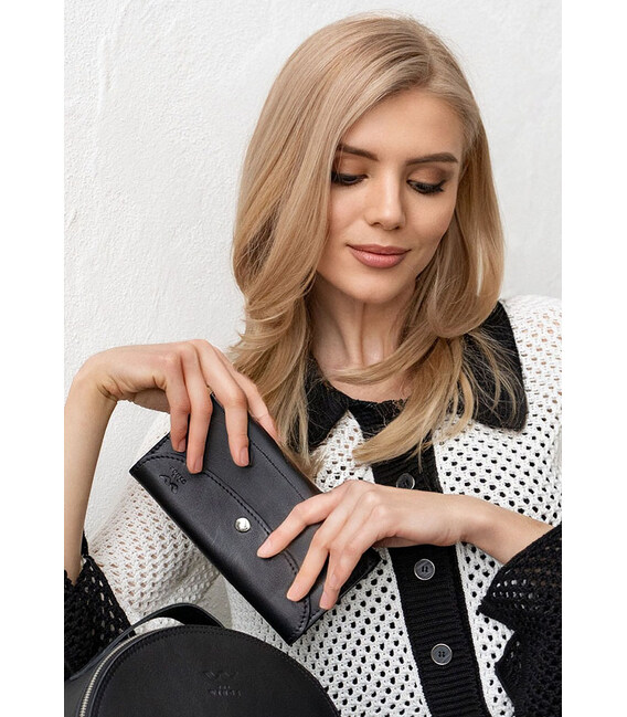 Кожаный кошелек Smart Wallet черный краст фото, картинка, изображение