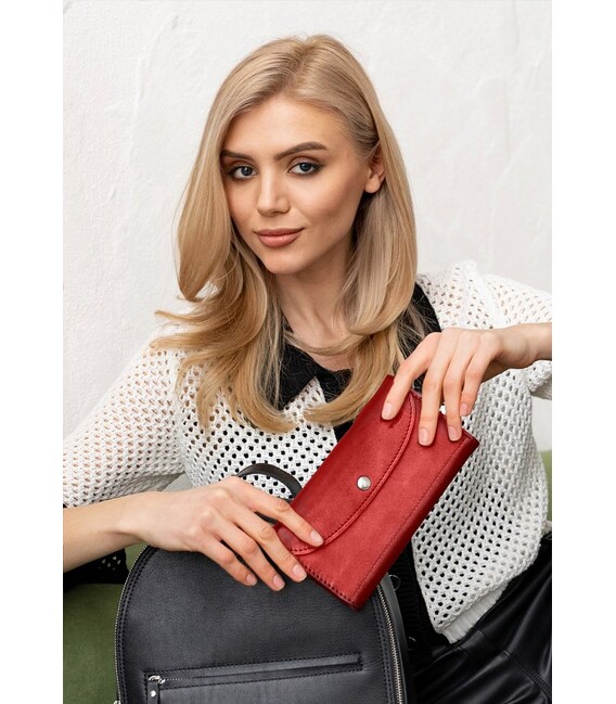 Кожаный кошелек Smart Wallet красный краст фото, картинка, изображение