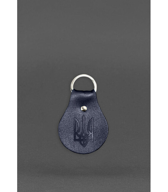 Шкіряний брелок Патріотичний з гербом темно-синій картинка, зображення, фото