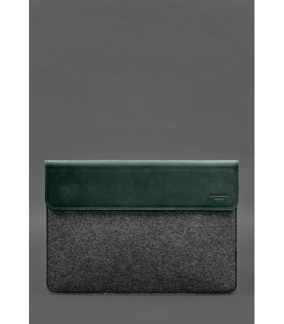 Чохол-конверт із клапаном шкіра+фетр для MacBook 13" Зелений Crazy Horse картинка, зображення, фото