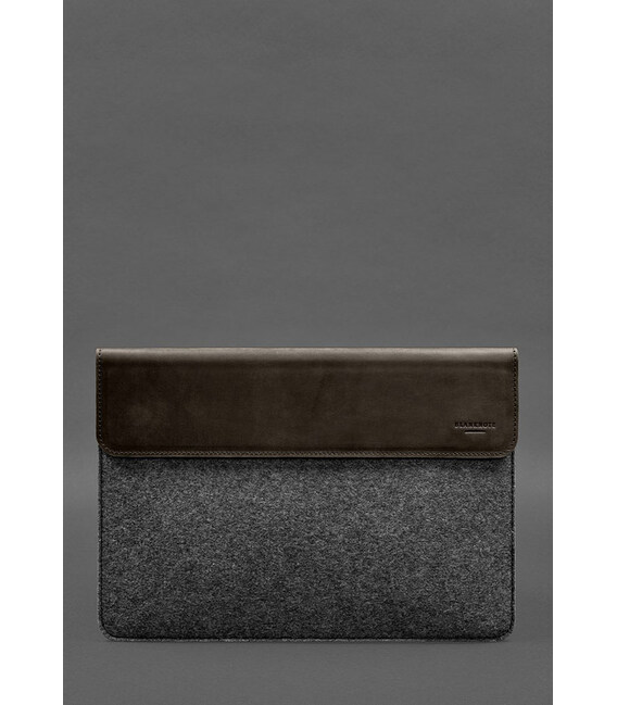 Чохол-конверт із клапаном шкіра+фетр для MacBook 13" Темно-коричневий Crazy Horse картинка, зображення, фото