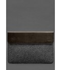 Чехол-конверт с клапаном кожа+фетр для MacBook 16" Темно-коричневый Crazy Horse фото, картинка, изображение