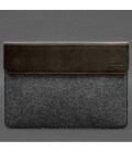 Чехол-конверт с клапаном кожа+фетр для MacBook 16" Темно-коричневый Crazy Horse фото, картинка, изображение