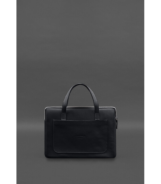 Шкіряний чохол (сумка) з ручками для ноутбука 13 дюйм Чорний картинка, зображення, фото