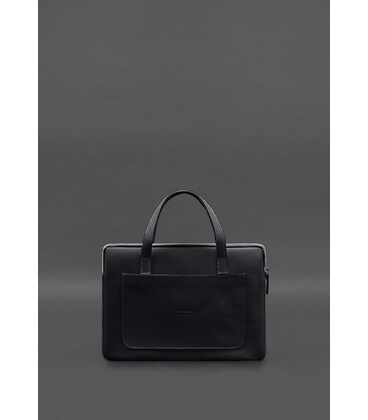 Кожаный чехол (сумка) с ручками для ноутбука 13 дюйм Черный фото, картинка, изображение