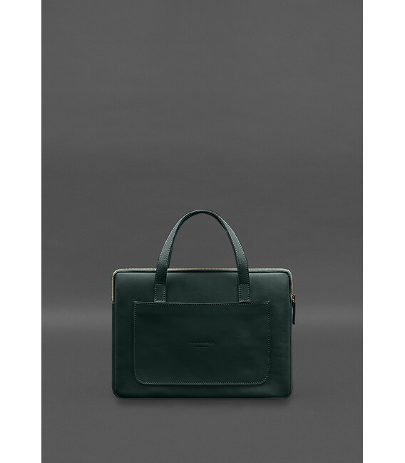 Кожаный чехол (сумка) с ручками для ноутбука 13 дюйм Зеленый фото, картинка, изображение