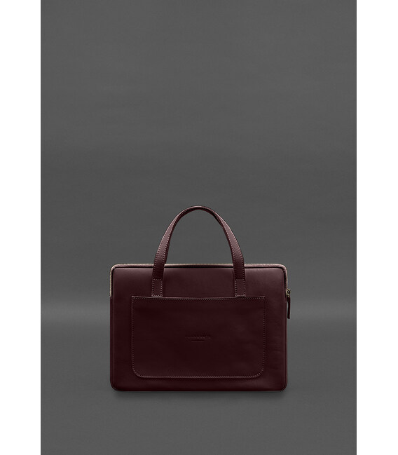 Кожаный чехол (сумка) с ручками для ноутбука 13 дюйм Бордовый фото, картинка, изображение