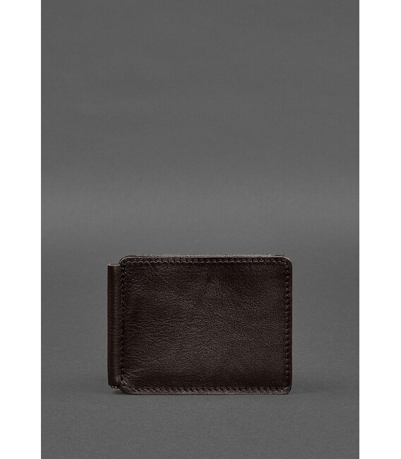 Кожаное портмоне 13.0 зажим темно-коричневый краст фото, картинка, изображение