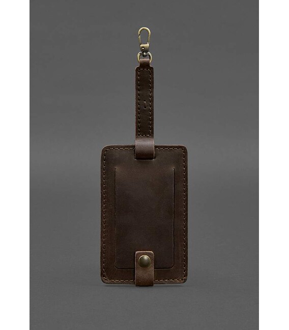 Шкіряна бірка для багажу Бланк-тег темно-коричнева Crazy Horse картинка, зображення, фото