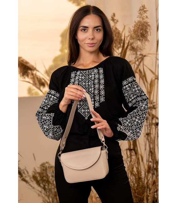 Женская кожаная сумка Molly светло-бежевый краст фото, картинка, изображение