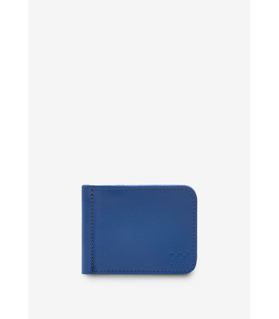 Шкіряний затиск для грошей яскраво-синій картинка, зображення, фото