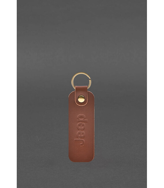 Кожаный брелок для Авто Jeep светло-коричневый краст фото, картинка, изображение