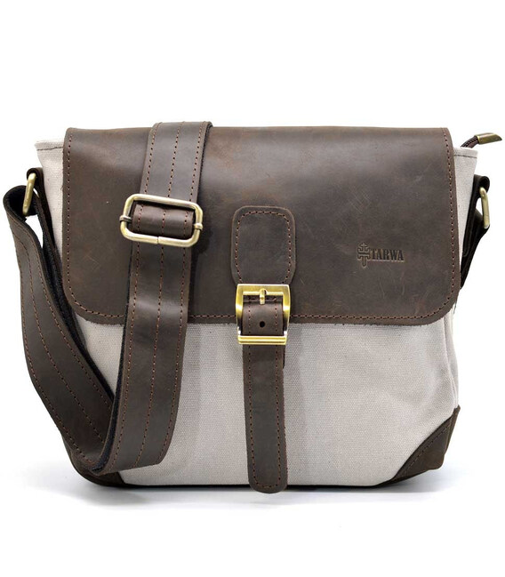 Сумка-месенджер через плече мікс тканини канвас і шкіри RGj-1309-4lx TARWA фото, картинка, изображение