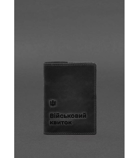 Кожаная обложка для военного билета 7.3 черный Crazy Horse фото, картинка, изображение