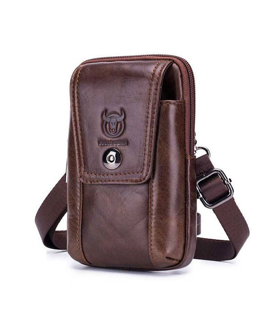 Напоясний сумка з ремінцем на плече T0071 BULL, коричнева картинка, зображення, фото