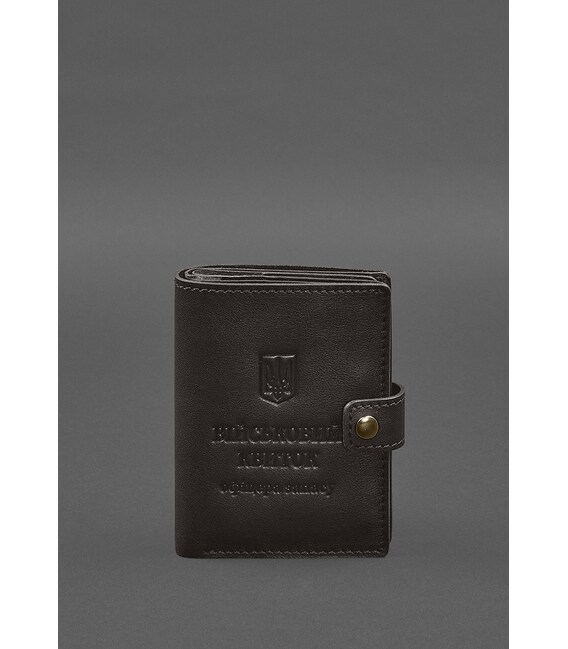 Кожаная обложка-портмоне для военного билета офицера запаса (узкий документ) Темно-коричневый фото, картинка, изображение