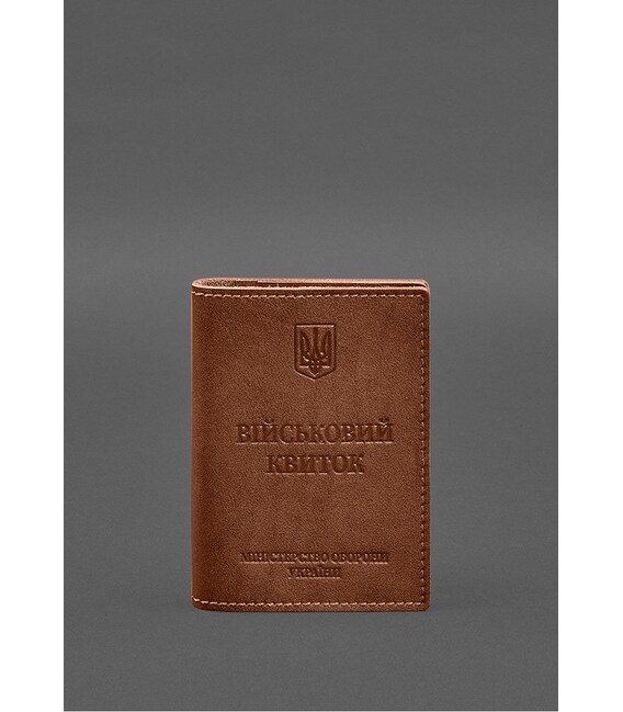 Кожаная обложка для военного билета с карманами 7.2 светло-коричневый краст фото, картинка, изображение