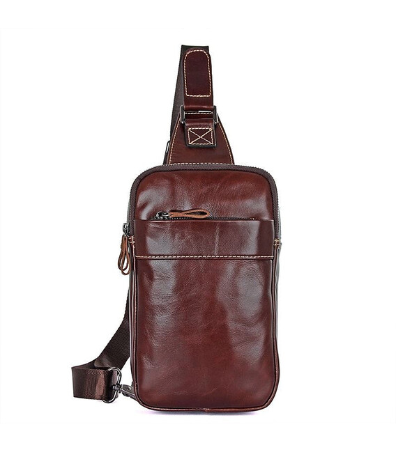 Шкіряний міні-рюкзак на одній шлеї бренду John McDee фото, картинка, изображение