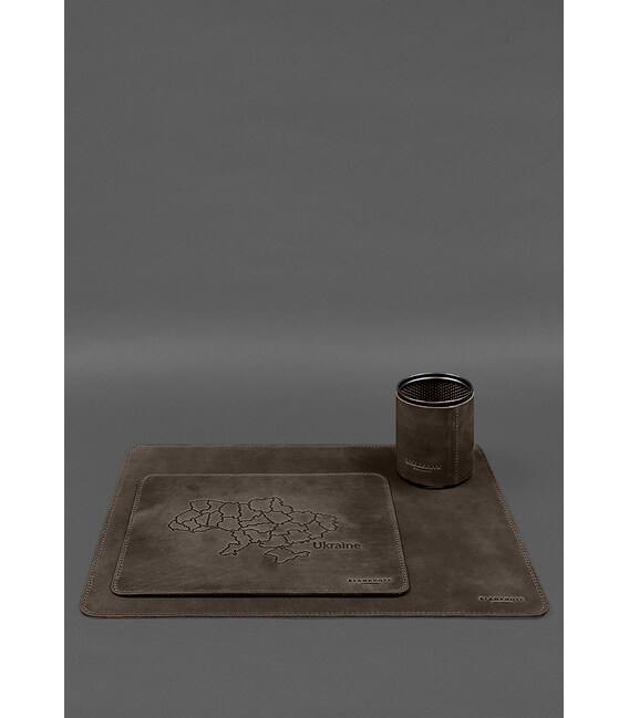 Настольный набор из натуральной кожи 5.0 с картой Украины Темно-коричневый Crazy Horse фото, картинка, изображение