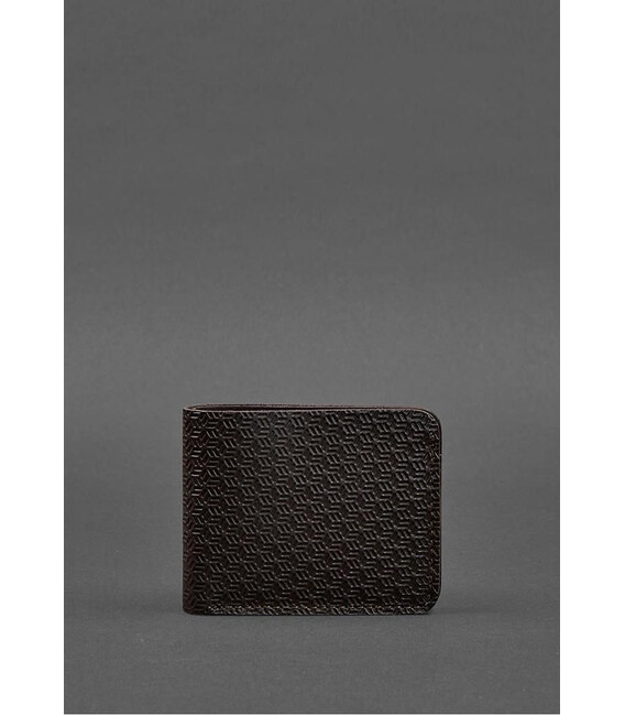 Кожаное портмоне 4.4 (с зажимом) Темно-коричневый краст карбон фото, картинка, изображение