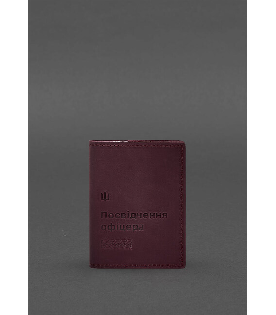 Шкіряна обкладинка для посвідчення офіцера 9.2 бордова Crazy Horse картинка, зображення, фото