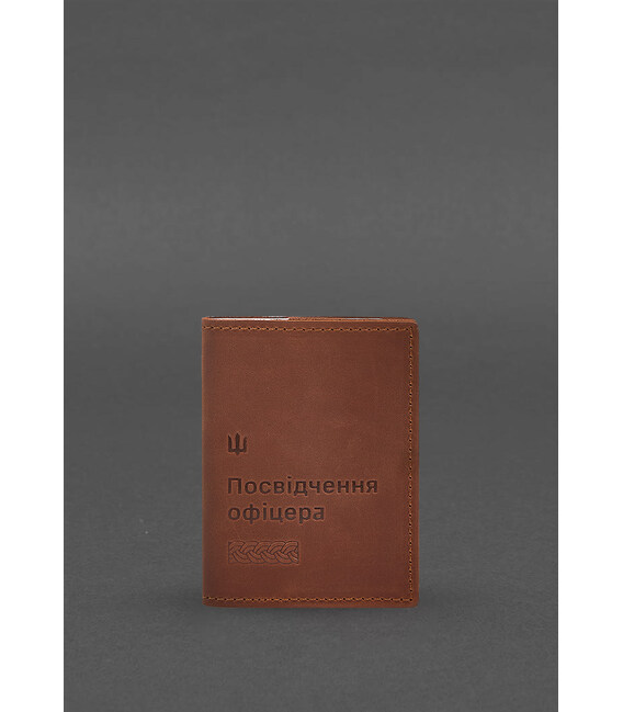 Шкіряна обкладинка для посвідчення офіцера 9.2 світло-коричнева Crazy Horse картинка, зображення, фото