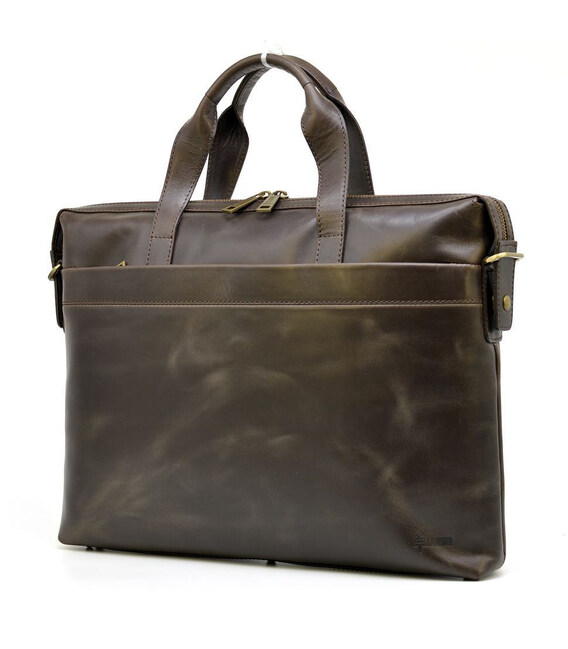 Шкіряна тонка сумка для ноутбука GC-0042-4lx коричнева від TARWA фото, картинка, изображение