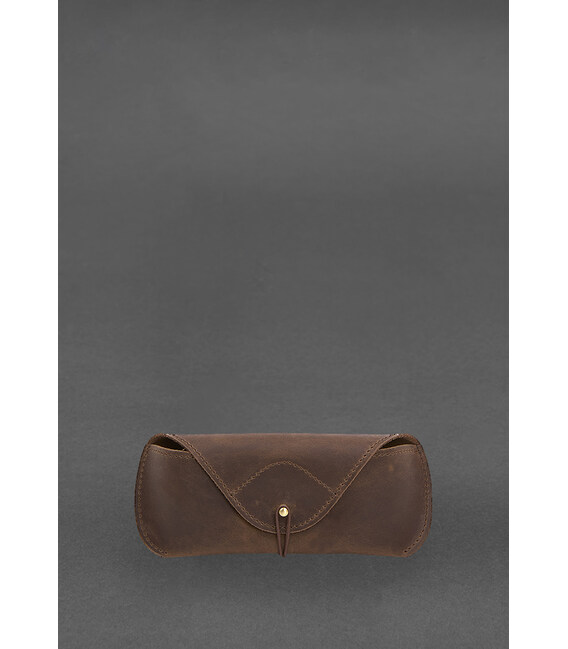 Шкіряний чохол для окулярів із клапаном на гумці Темно-коричневий Crazy Horse картинка, зображення, фото