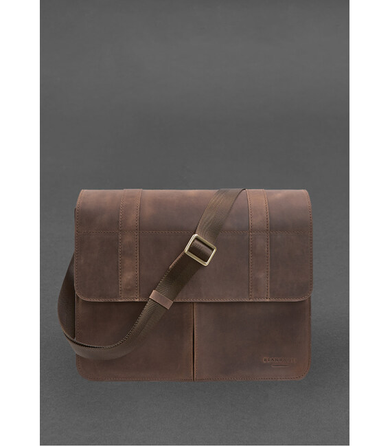 Шкіряна сумка-портфель Classic темно-коричневий Crazy Horse з ефектом Pull up картинка, зображення, фото