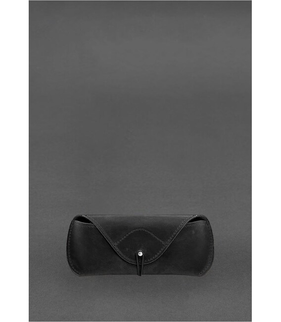 Шкіряний чохол для окулярів із клапаном на резинці Чорний Crazy Horse картинка, зображення, фото