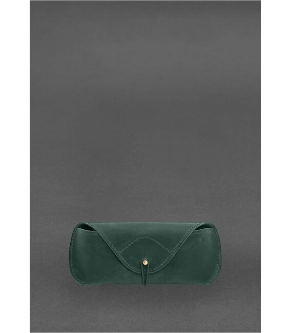 Кожаный чехол для очков с клапаном на резинке Зеленый Crazy Horse фото, картинка, изображение