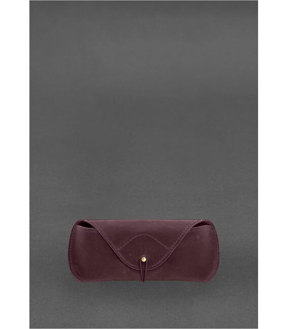 Шкіряний чохол для окулярів із клапаном на резинці Бордовий Crazy Horse картинка, зображення, фото