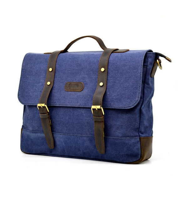 Чоловіча сумка-портфель з парусини канвас і шкіри RK-0001-4lx TARWA картинка, зображення, фото