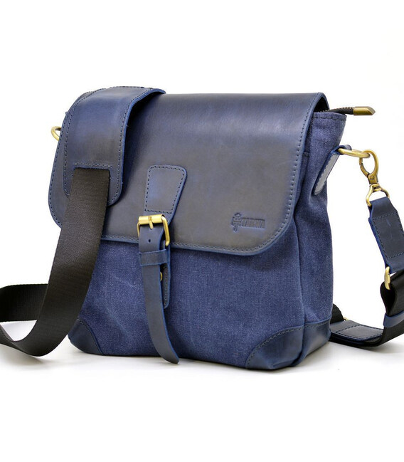 Сумка-месенджер через плече мікс тканини канваc і шкіри KKc-1309-4lx TARWA фото, картинка, изображение