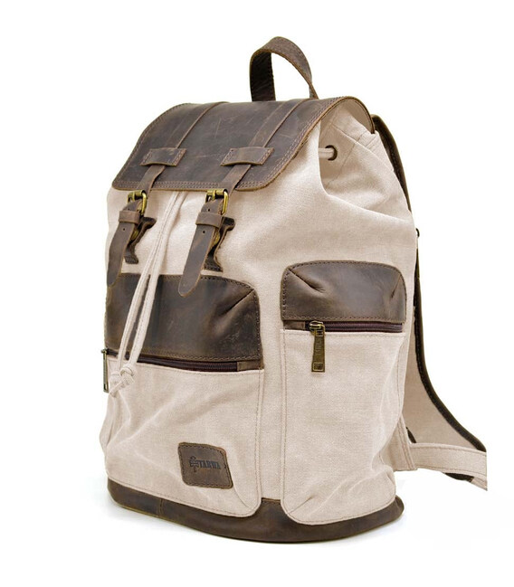 Рюкзак сірий (світлий) з парусини канвас і шкіри RGj-0010-4lx від бренду TARWA картинка, зображення, фото