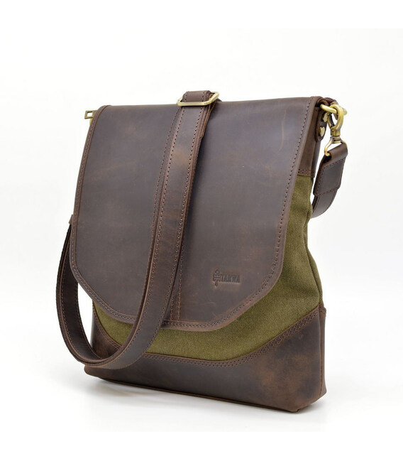 Чоловіча сумка через плече зі шкіри та канвасу RH-18072-4lx TARWA фото, картинка, изображение