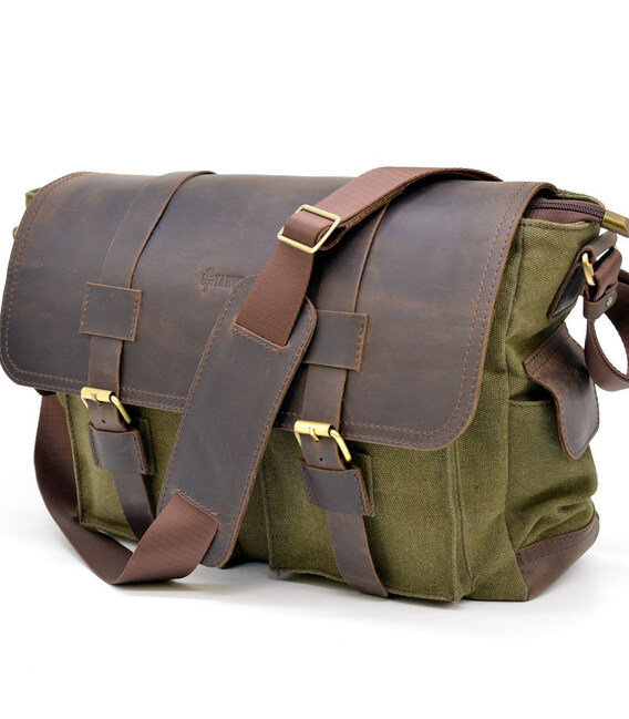 Чоловіча сумка через плече парусина canvas і шкіра RH-6690-4lx бренду Tarwa фото, картинка, изображение
