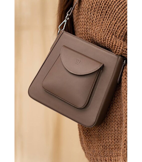 Женская кожаная сумка Stella темно-бежевая фото, картинка, изображение