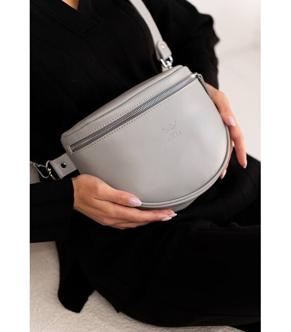 Шкіряна сумка поясна-кроссбоді Vacation сірий краст картинка, зображення, фото