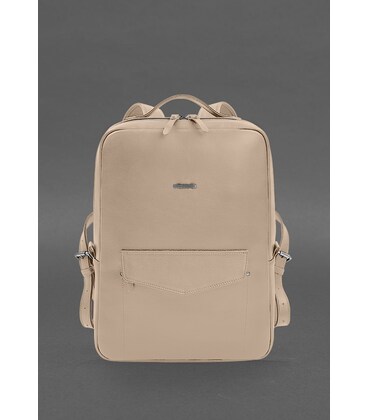 Кожаный городской рюкзак на молнии Cooper maxi светло-бежевый фото, картинка, изображение