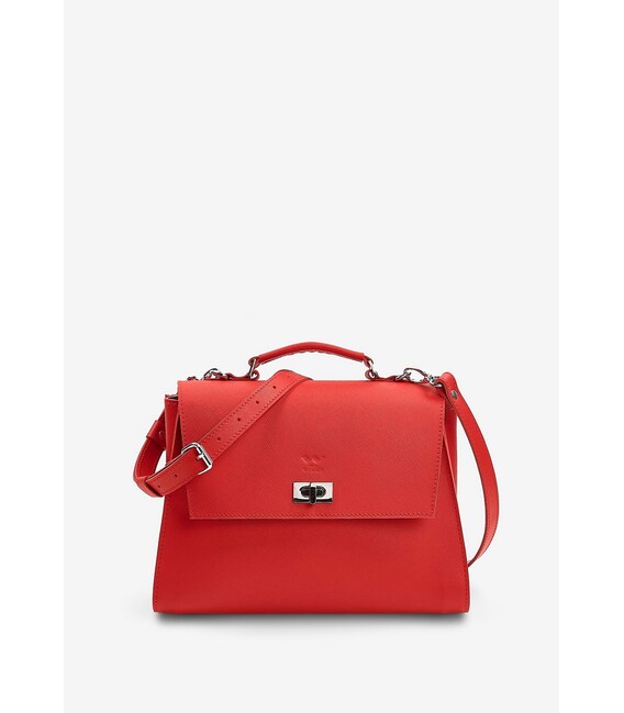 Женская кожаная сумка Classic красная Saffiano фото, картинка, изображение
