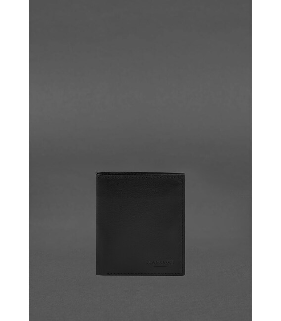 Кожаное портмоне на кнопке Brut черное краст фото, картинка, изображение